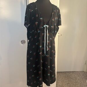 Free People Black Dress with Orange Floral Design